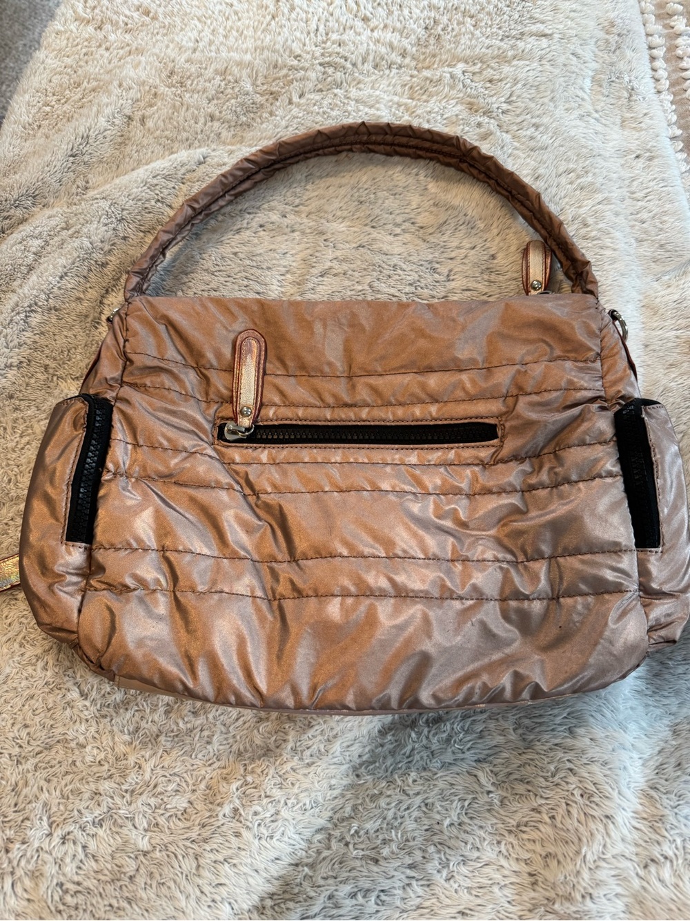Sondra Roberts Metallic rose gold  Quilted Shoulder Bag
